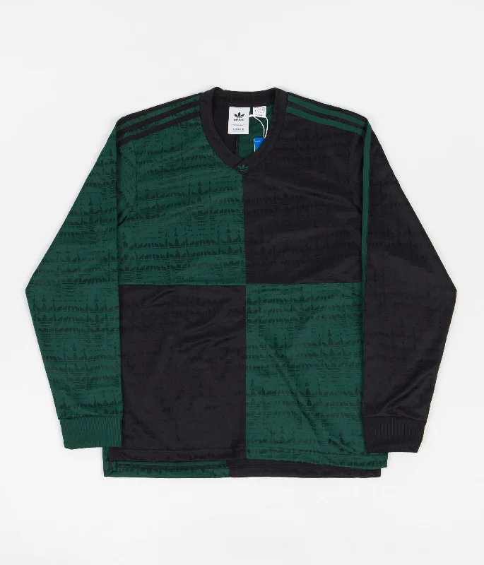 vivid dash t-shirts -Adidas Checkered Club Long Sleeve Jersey - Collegiate Green / Black