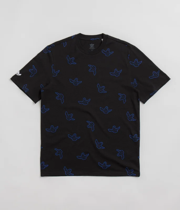 iron cozy t-shirts -Adidas Shmoofoil Allover Print T-Shirt - Black / Team Royal Blue