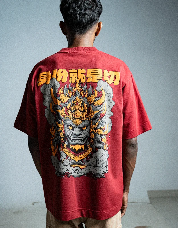 pine breezy t-shirts -Bali | Puff Print | Identity Is Everything | Oversized | Brick Red