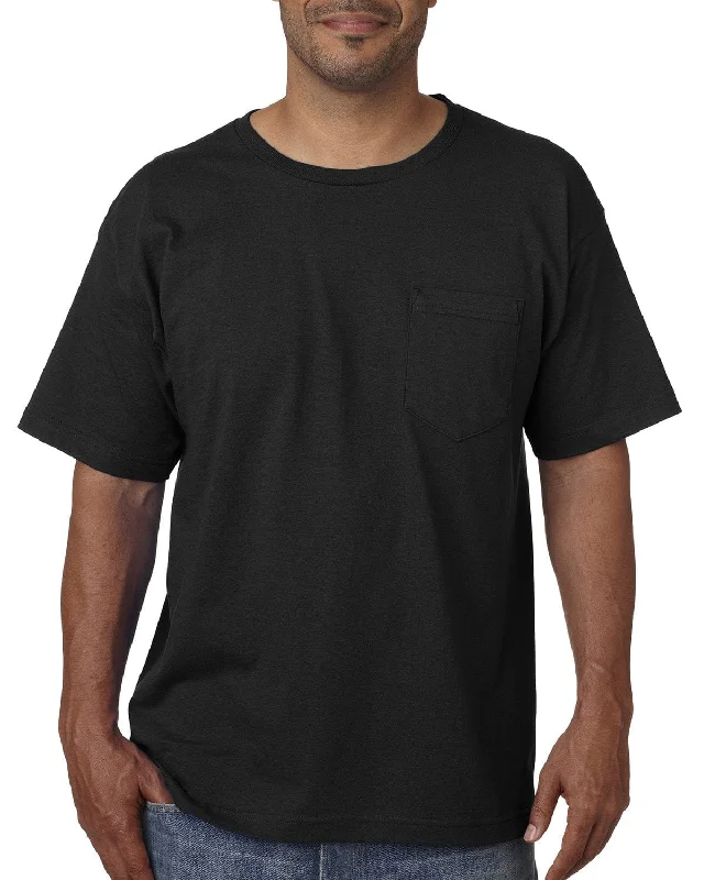 dusk sleek t-shirts -Bayside USA Made Short Sleeve Pocket T-Shirt | Black