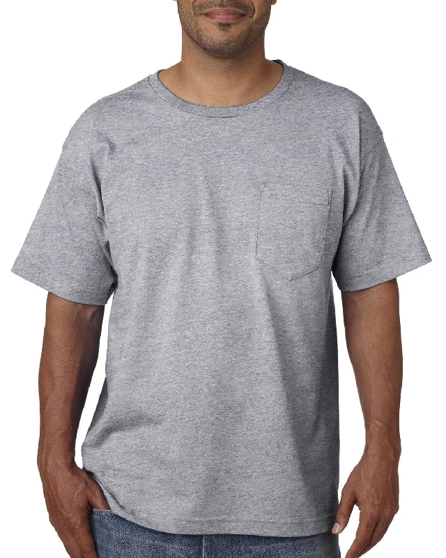 zinc calm t-shirts -Bayside USA Made Short Sleeve Pocket T-Shirt | Dark Ash