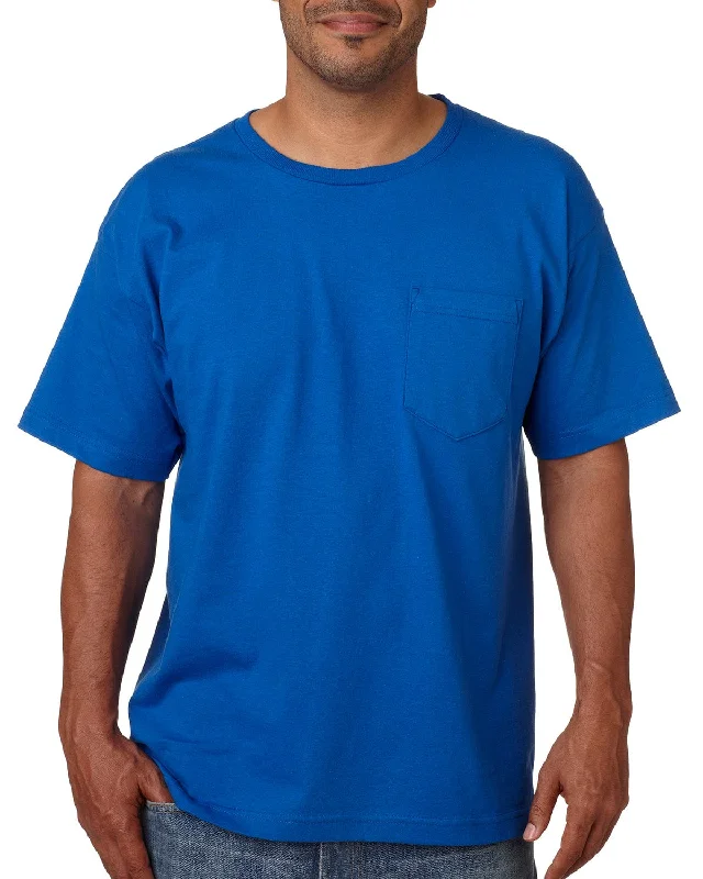 brass trim t-shirts -Bayside USA Made Short Sleeve Pocket T-Shirt | Royal Blue