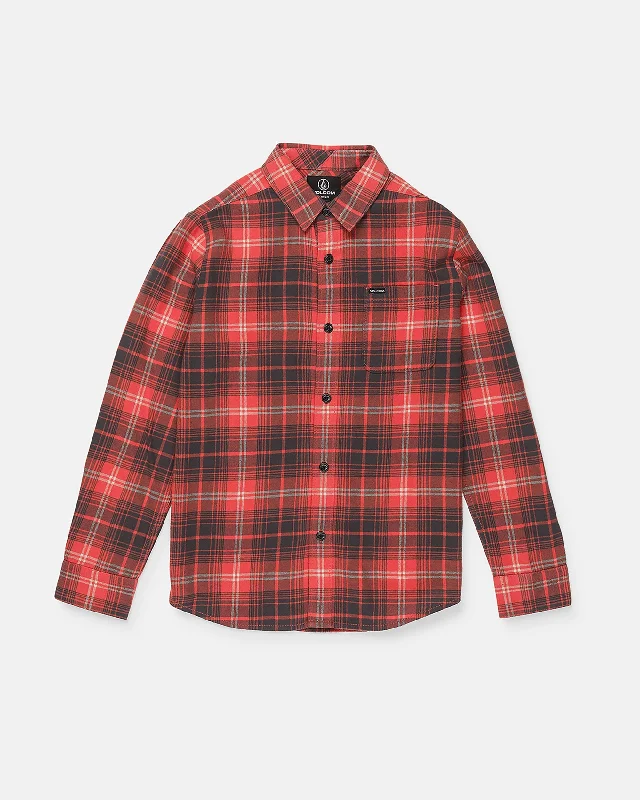 tidy calm t-shirts -Big Boys Caden Plaid Long Sleeve Shirt - Red