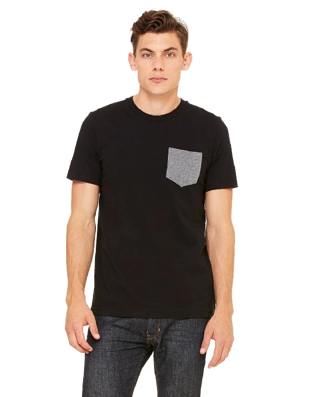 ombre rest t-shirts -Bella+Canvas Jersey Pocket T-Shirt | Black/ Deep Hthr