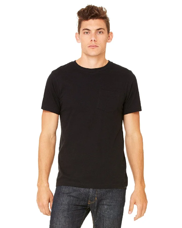 teen flare t-shirts -Bella+Canvas Jersey Pocket T-Shirt | Black