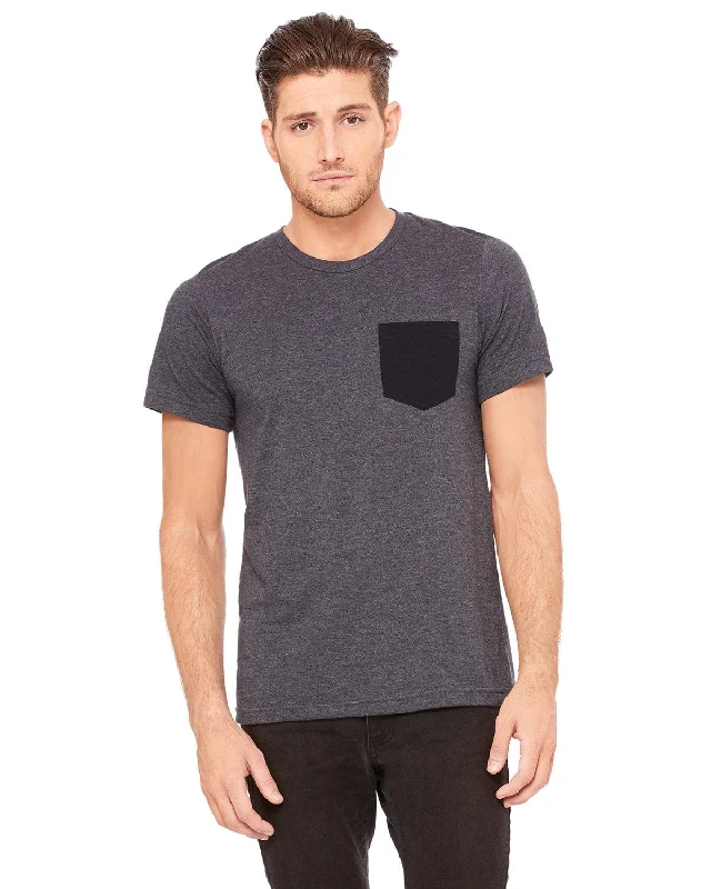 flap burst t-shirts -Bella+Canvas Jersey Pocket T-Shirt | Dk Gry Hthr/ Blk