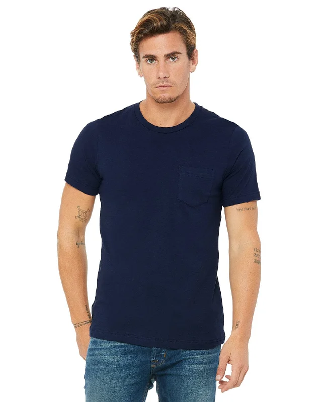 brick flare t-shirts -Bella+Canvas Jersey Pocket T-Shirt | Navy