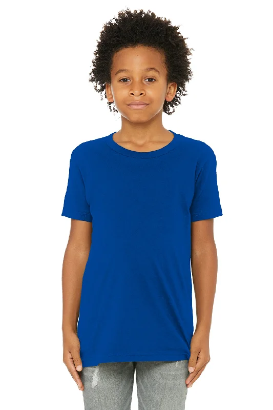 linen cozy t-shirts -Bella + Canvas Youth Jersey Short Sleeve Crewneck T-Shirt - True Royal Blue