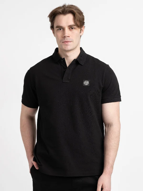 seam vivid t-shirts -Black Short-Sleeve Polo