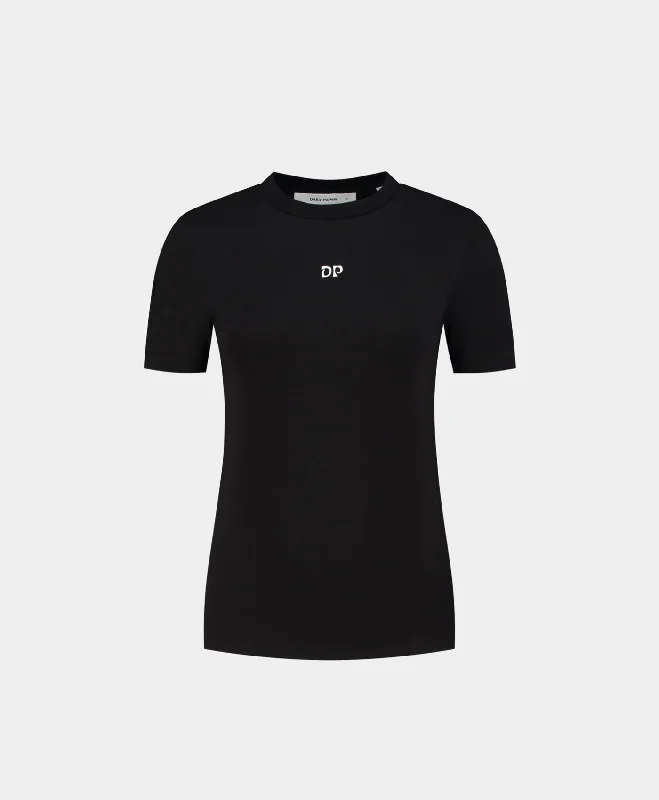 taupe glow t-shirts -Black Unit Fitted T-Shirt