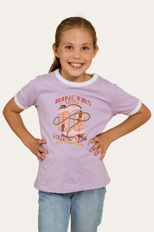 seed tough t-shirts -Boots and Bling Kids Ringer T-Shirt - Lavender