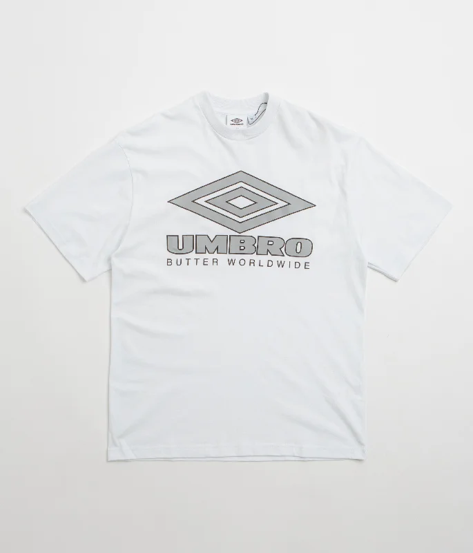 crisp glow t-shirts -Butter Goods x Umbro Diamond Logo T-Shirt - White