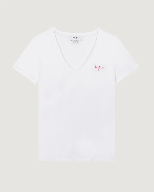 soft slant t-shirts -"Bonjour" château t-shirt