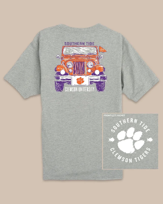 tonal shine t-shirts -Clemson Tigers Heather Front Plate T-Shirt