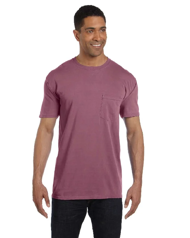 slit edge t-shirts -Comfort Colors Garment-Dyed Pocket T-Shirt | Berry