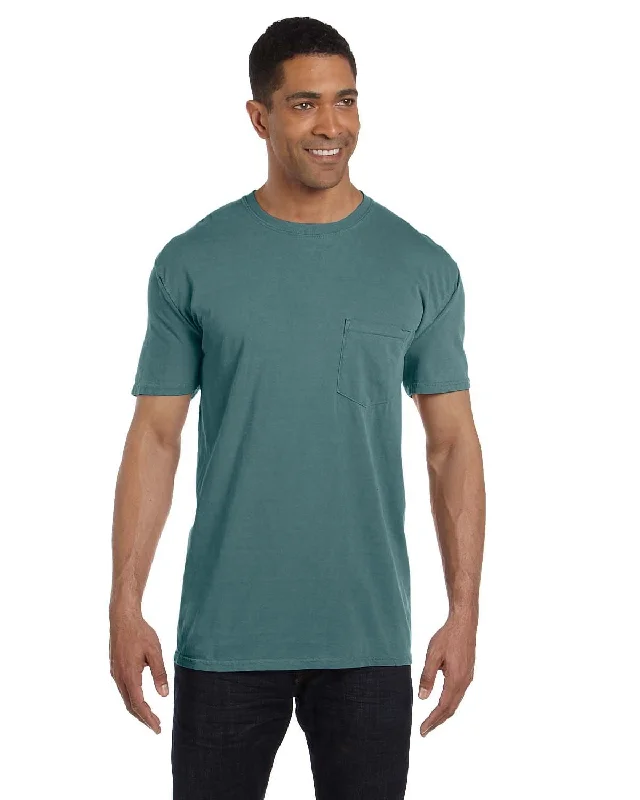 petite tight t-shirts -Comfort Colors Garment-Dyed Pocket T-Shirt | Blue Spruce