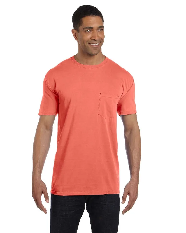 duo vivid t-shirts -Comfort Colors Garment-Dyed Pocket T-Shirt | Bright Salmon