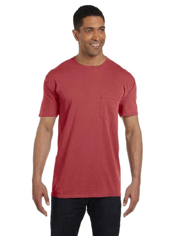 petite tight t-shirts -Comfort Colors Garment-Dyed Pocket T-Shirt | Crimson