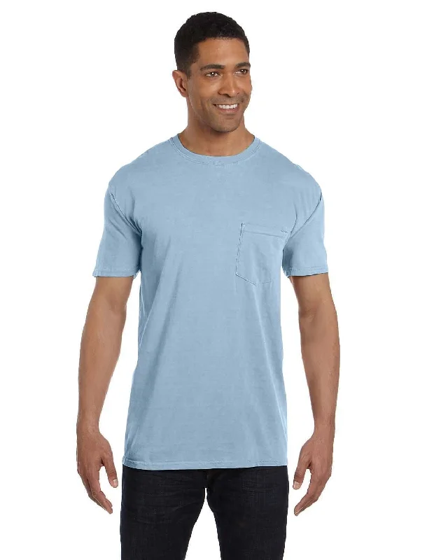 gig vibe t-shirts -Comfort Colors Garment-Dyed Pocket T-Shirt | Ice Blue