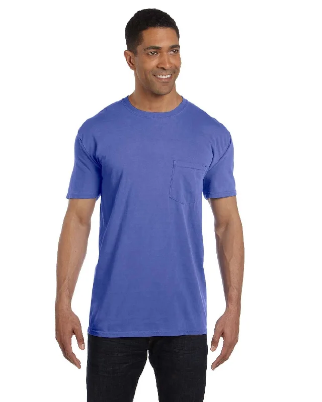 maternity flare t-shirts -Comfort Colors Garment-Dyed Pocket T-Shirt | Periwinkle