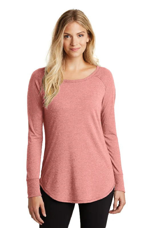 port soft t-shirts -District Womens Perfect Tri Long Sleeve Crewneck T-Shirt - Blush Pink Frost