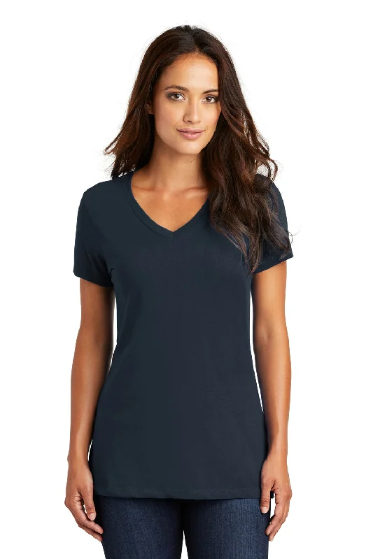 melon trim t-shirts -District Womens Perfect Weight Short Sleeve V-Neck T-Shirt - New Navy Blue