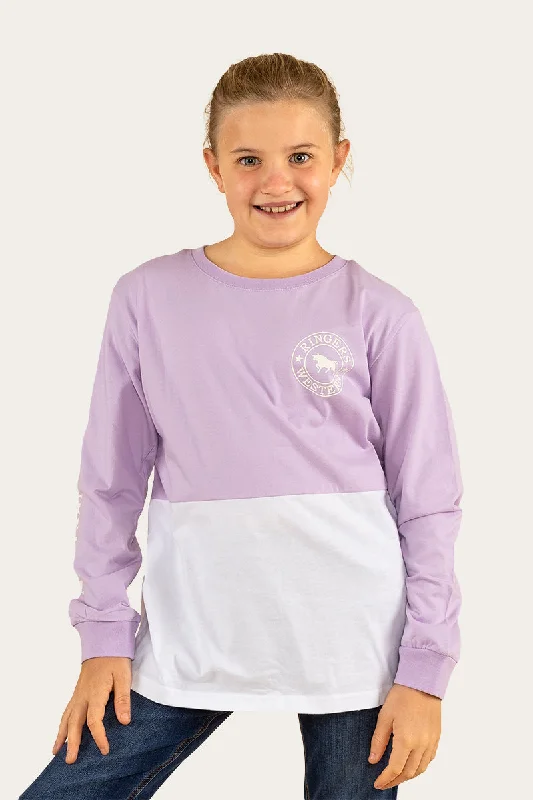 plus rest t-shirts -Duo Kids Long Sleeve T-Shirt - Lavender/White