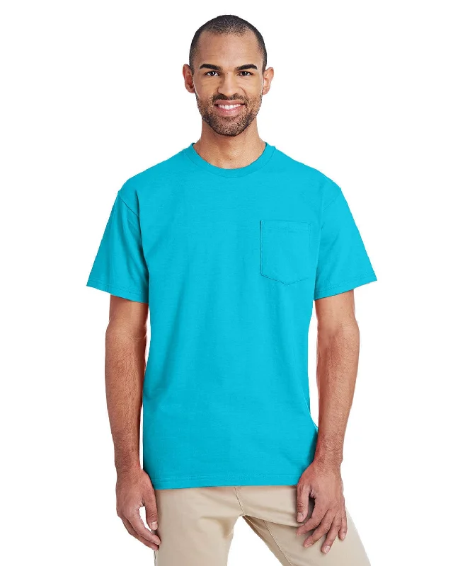 ombre cozy t-shirts -Gildan Hammer T-Shirt with Pocket | Lagoon Blue