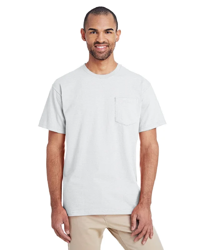 check grid t-shirts -Gildan Hammer T-Shirt with Pocket | White