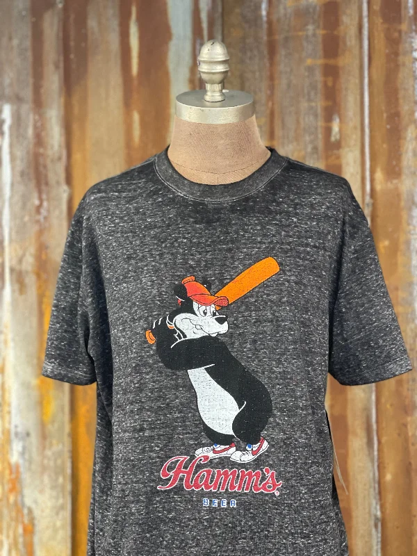 orchid vivid t-shirts -Hamm's Baseball Bear LUXE Tee- Charcoal Grey CLEARANCE