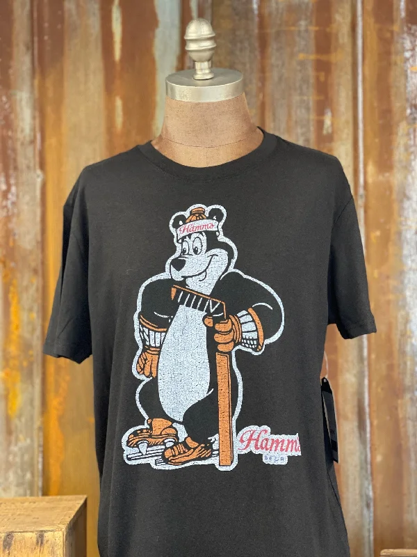 loose fit t-shirts -Hamm's Hockey Bear Graphic Tee- Classic Black CLEARANCE