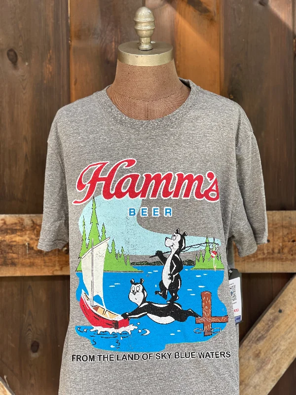 cool-breeze t-shirts -Hamm's Sailboat Bear Graphic Tee- Heather Grey