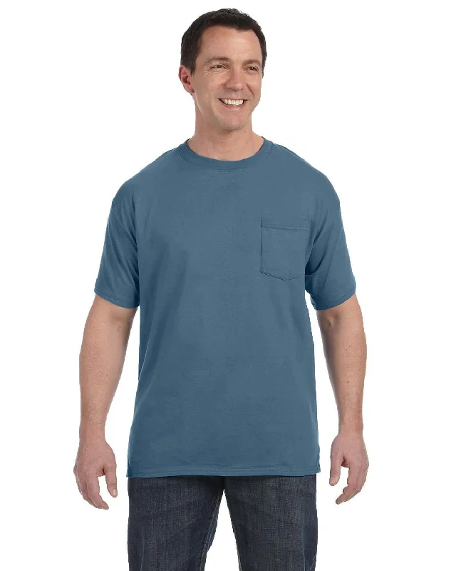 gunmetal t-shirts -Hanes Authentic-T Pocket T-Shirt | Denim Blue