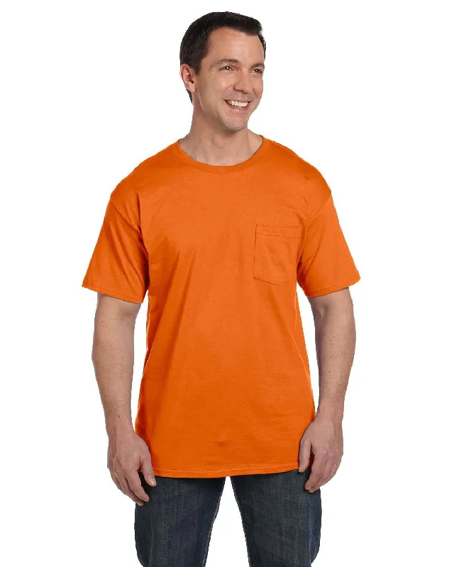 denim bold t-shirts -Hanes Beefy-T Pocket T-Shirt | Orange