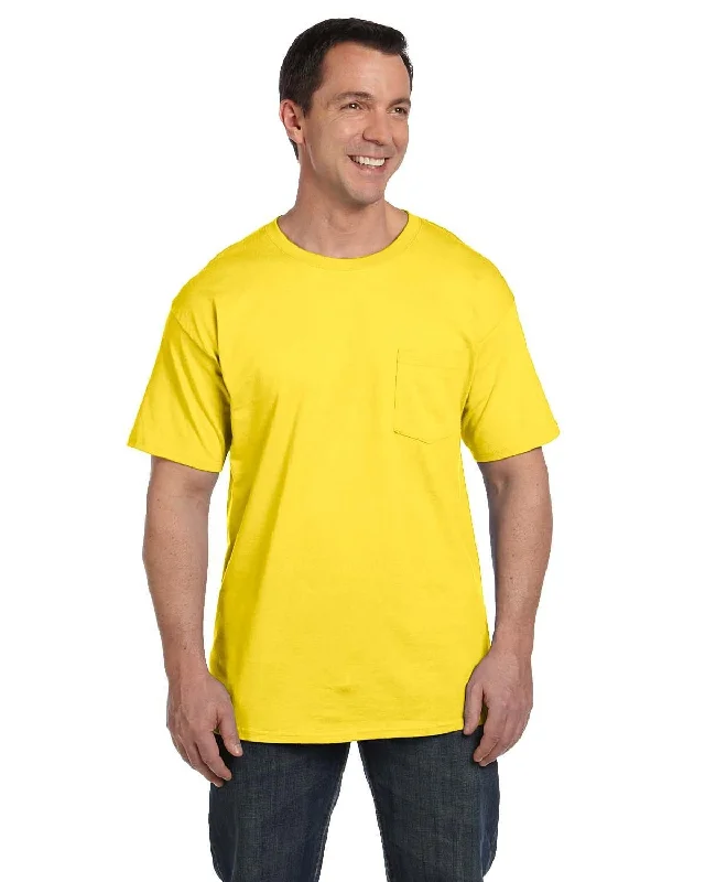 active rugged t-shirts -Hanes Beefy-T Pocket T-Shirt | Yellow