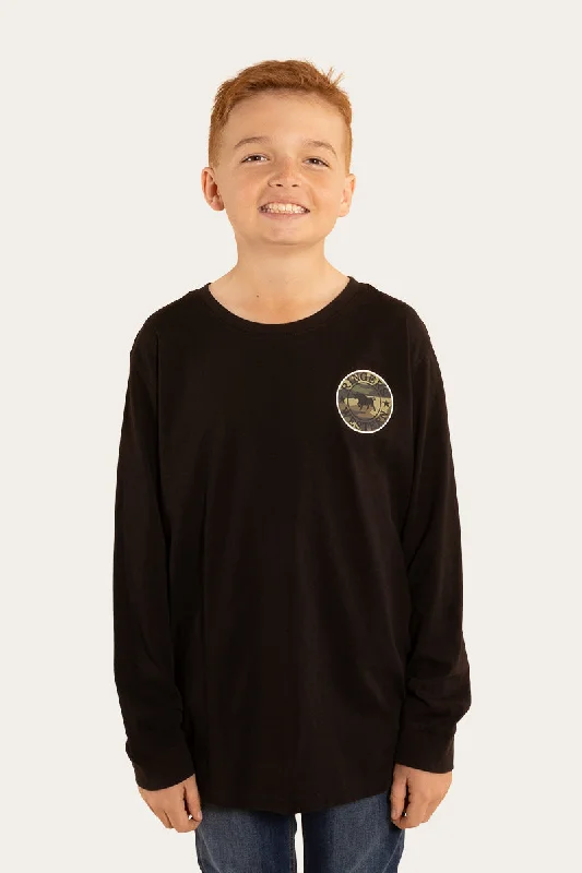 denim vivid t-shirts -Signature Bull Kids Long Sleeve T-Shirt - Black/Camo