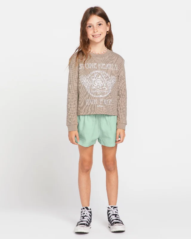 basil rest t-shirts -Little Girls Thermality Long Sleeve Shirt - Moondust