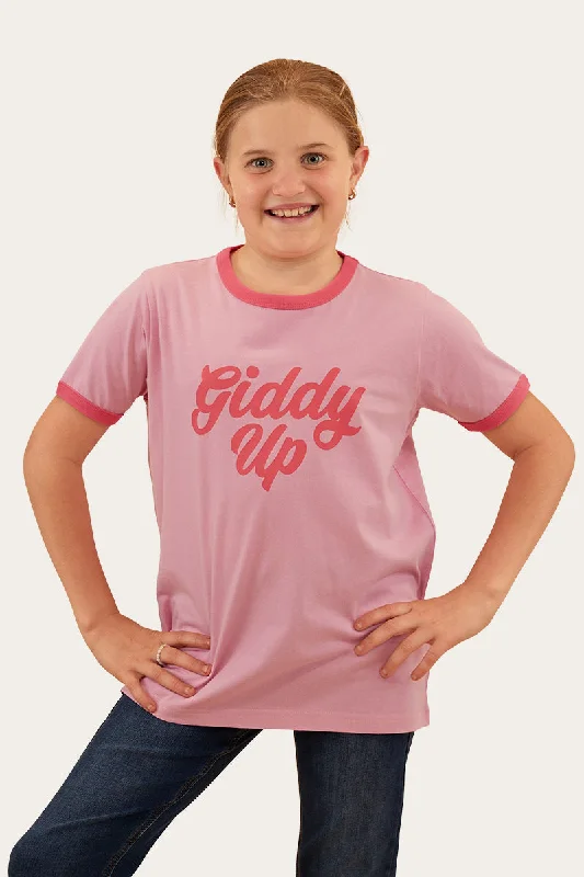 twist trim t-shirts -Melrose Kids Ringer T-Shirt - Pastel Pink