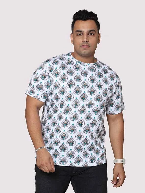 dip dash t-shirts -Men Plus Size Ethinic Pattern Digital Printed Round Neck T-Shirt