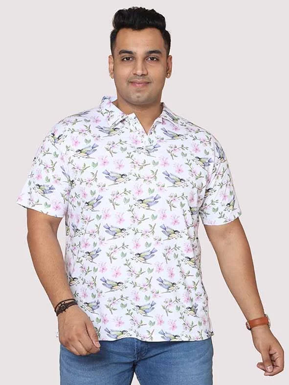 cargo rest t-shirts -Men Plus Size Hummy Bird  Digital Printed Polo Collar T-shirt