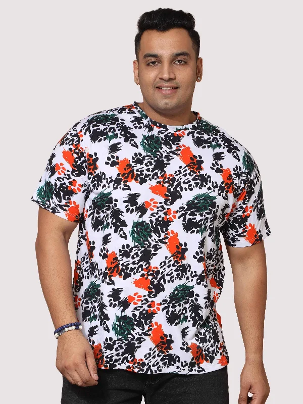 chili flare t-shirts -Men Plus Size Leopard Digital Printed Round Neck T-Shirt