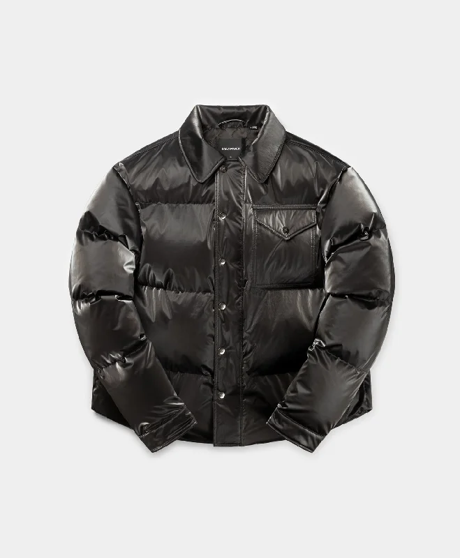 bronze vivid t-shirts -Obsidian Black Wole Shirt Puffer Jacket