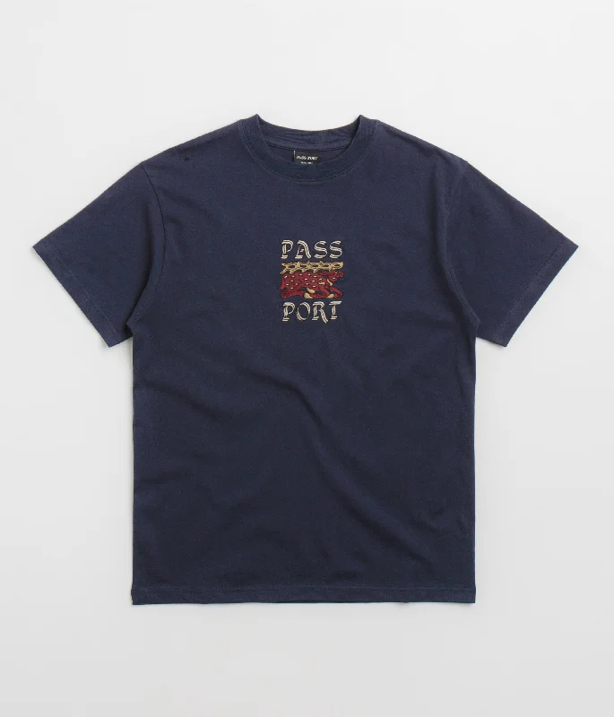 fitness durable t-shirts -Pass Port Antler T-Shirt - Navy