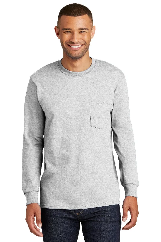 sport tough t-shirts -Port & Company Tall Long Sleeve Essential Pocket Tee. PC61LSPT