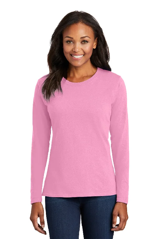 indigo gleam t-shirts -Port & Company Womens Core Long Sleeve Crewneck T-Shirt - Candy Pink