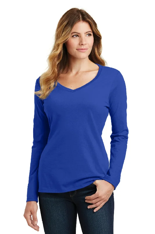 vivid cozy t-shirts -Port & Company Womens Fan Favorite Long Sleeve V-Neck T-Shirt - True Royal Blue