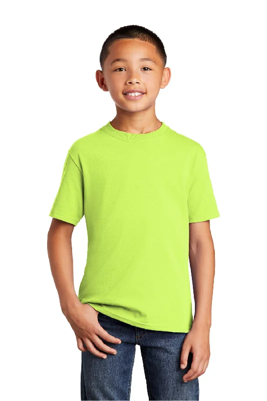 check grid t-shirts -Port & Company Youth Core Short Sleeve Crewneck T-Shirt - Neon Yellow