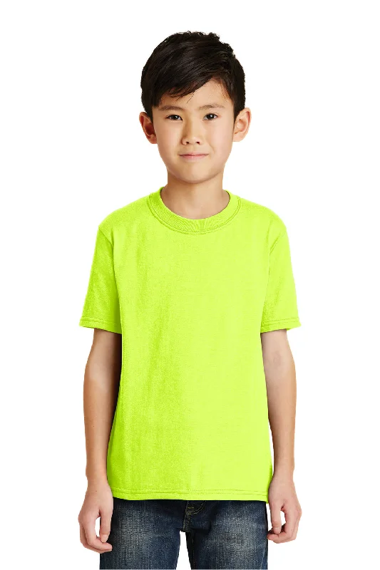 flap flare t-shirts -Port & Company Youth Core Short Sleeve Crewneck T-Shirt - Safety Green