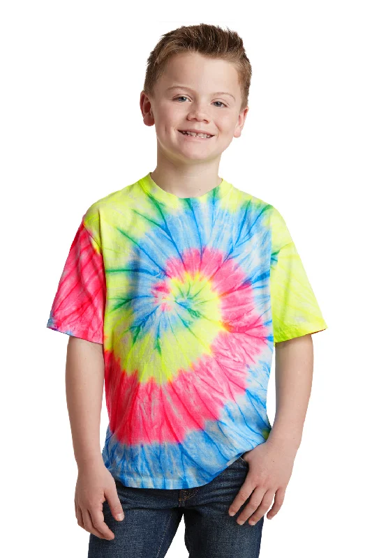 scarlet vivid t-shirts -Port & Company Youth Tie-Dye Short Sleeve Crewneck T-Shirt - Neon Rainbow