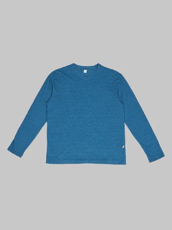 active rugged t-shirts -Pure Blue Japan LS5011-GRE Greencast Indigo Dyed Long Sleeve T-Shirt